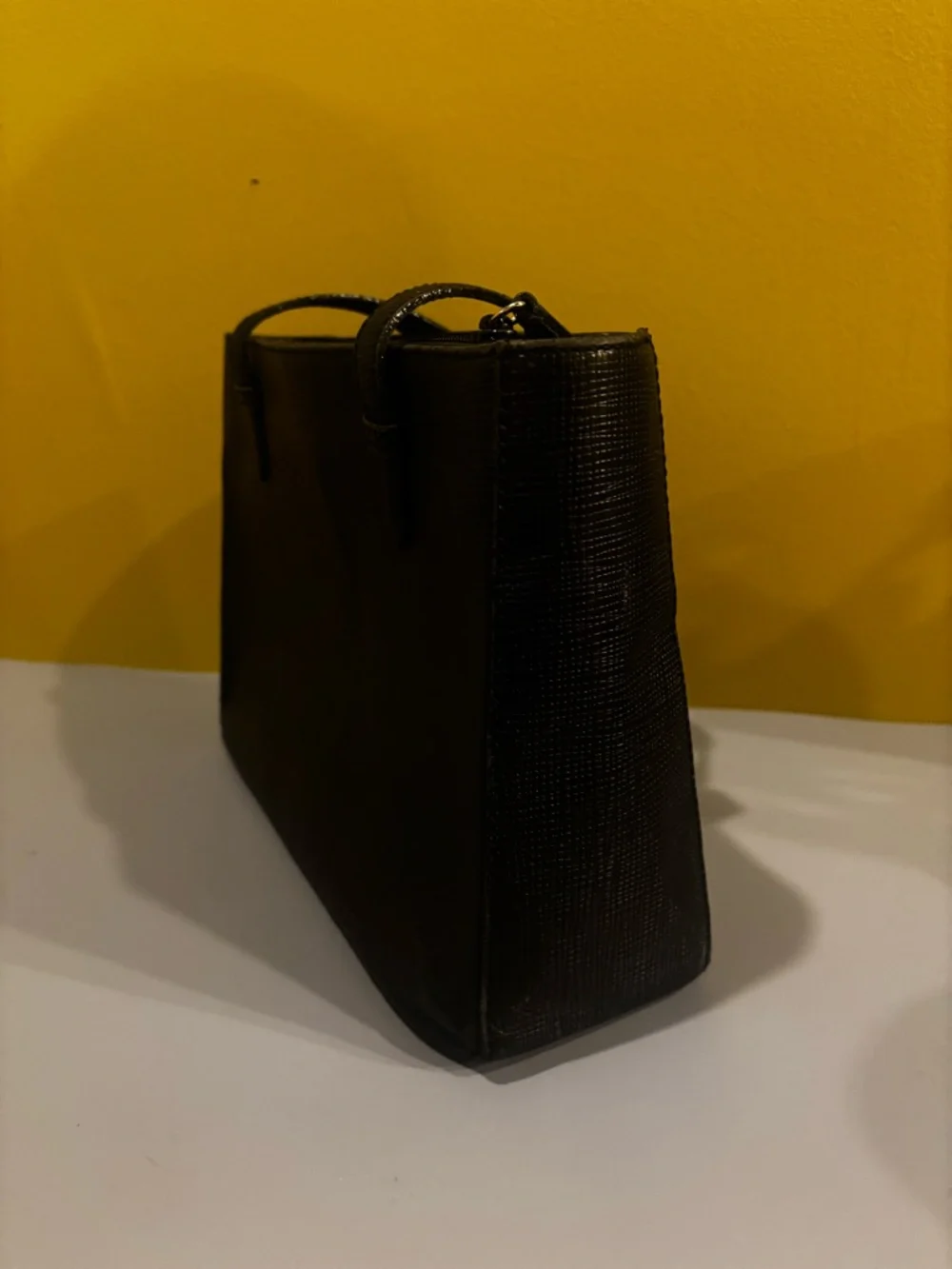 Black vegan Leather Tote Handbag
